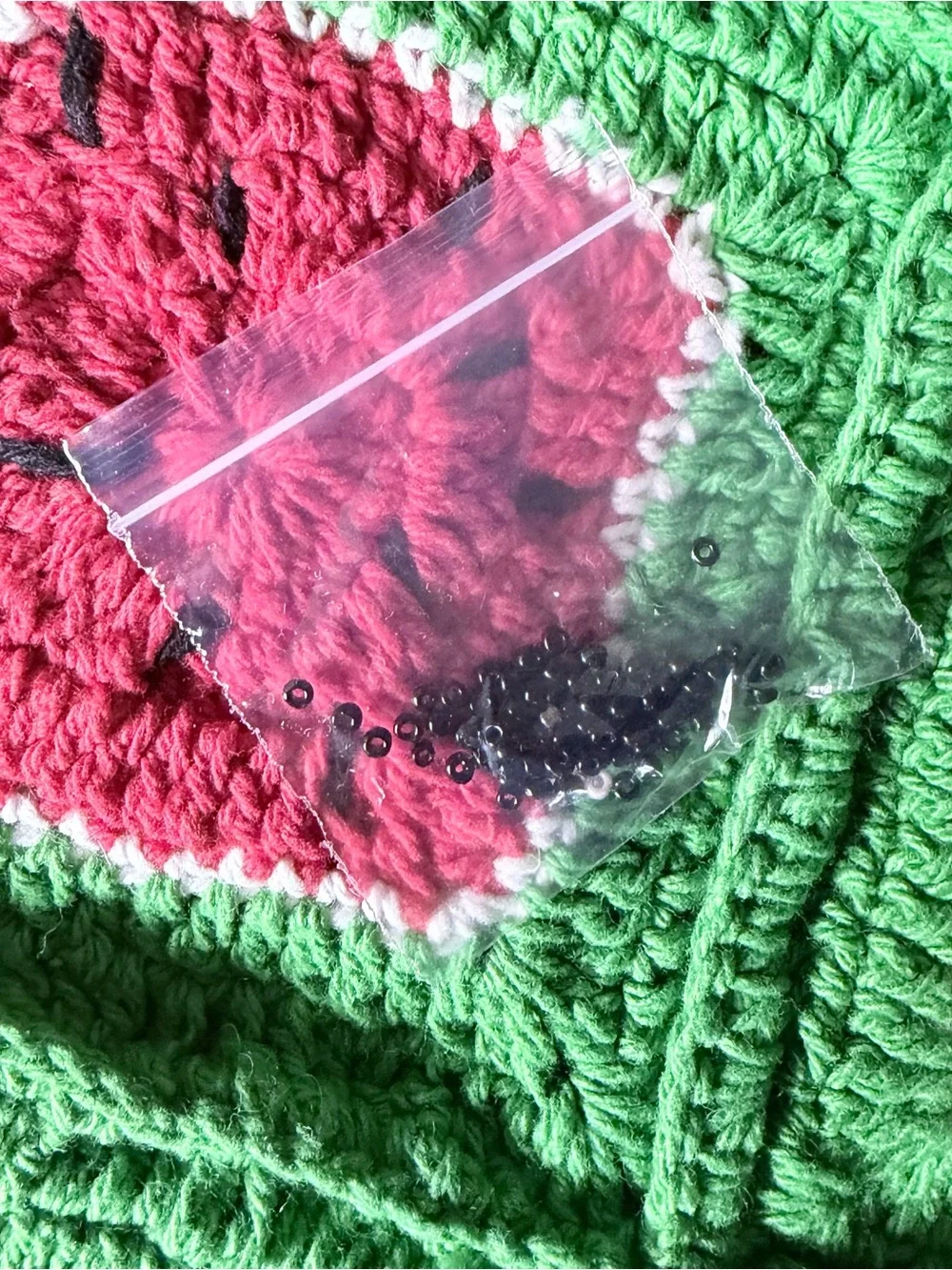 America & Beyond Watermelon Crochet Tote Bag Beaded Granny Square NWT
